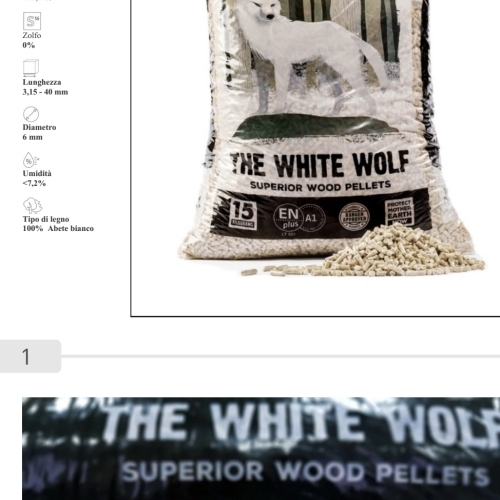 Pellet THE WHITE WOLF  ENplus A1 Abete bianco